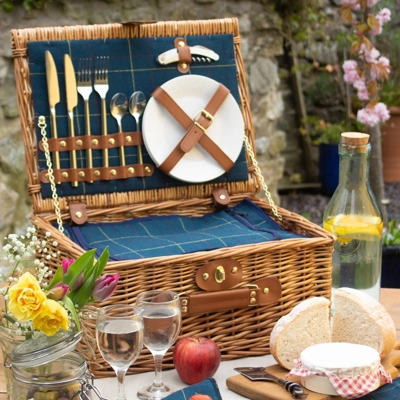 2 Person Tweed Picnic Hamper Navy 2 Person Tweed Picnic Hamper Navy