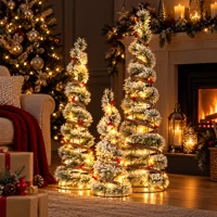 LED Frosted Berry Cone Trees Set of Three