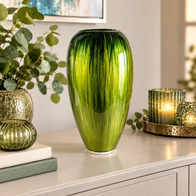Aluminium Enamelled Large Vase Green