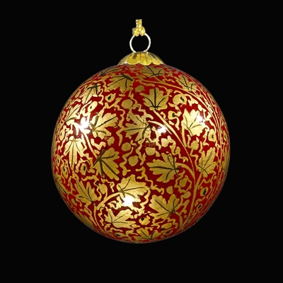 Artisan Handcrafted Bauble Golden Leaf Red