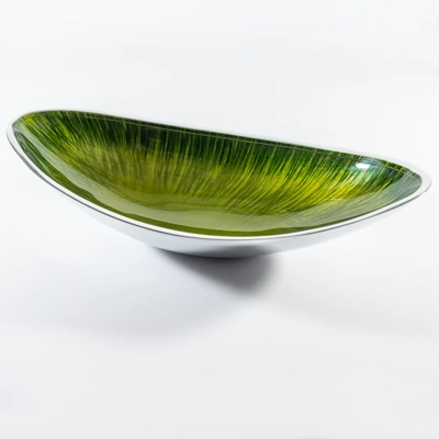 Aluminium Enamelled Boat Bowl Green Aluminium Enamelled Boat Bowl Green