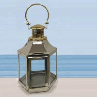 Small Stainless Steel Lantern With Brass Handle
