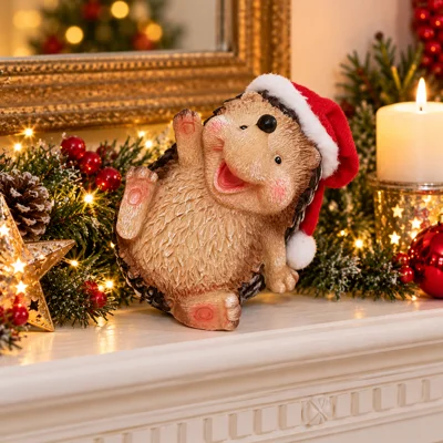 Happy Hedgehog Christmas Figurine