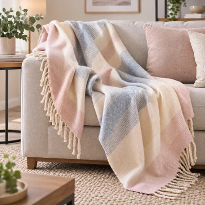Faux Mohair Throw Pink ..