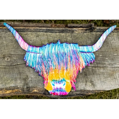 Aluminium Enamelled Highland Cow Wallart