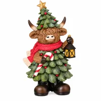 Festive Highland Cow With Lantern