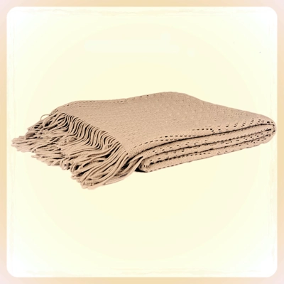 Knitted Throw Lace Beige Knitted Throw Lace Beige