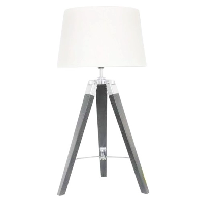Tripod Black Wood Table Lamp with Natural Linen Shade Tripod Black Wood Table Lamp with Natural Linen Shade