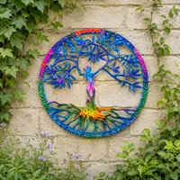 Aluminium Enamelled Lady of Life Wallart Rainbow