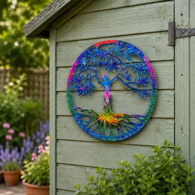 Aluminium Enamelled Lady of Life Wallart Rainbow