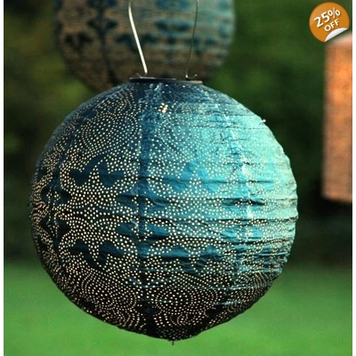 Globe Solar Lantern Teal Blue Globe Solar Lantern Teal Blue
