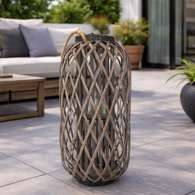 Grey Washed Wicker Lant..