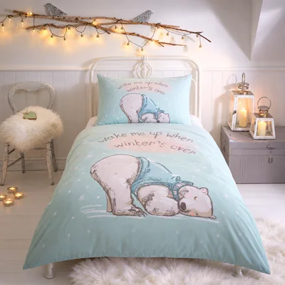 Sleepy bear Single Duvet Set Aqua