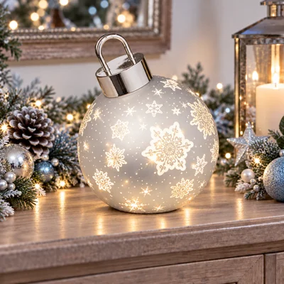 LED Giant Table Top Bauble Silver