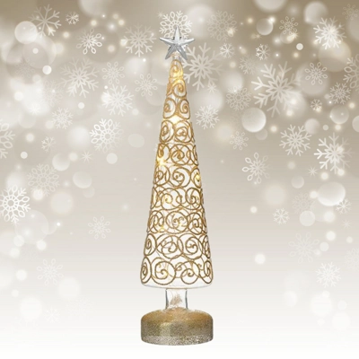LED Glass Gold Swirl Tree