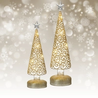 LED Glass Gold Swirl Tree Medium