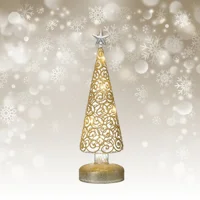 LED Glass Gold Swirl Tree Medium