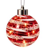 LED Glass Bauble Candy Cane