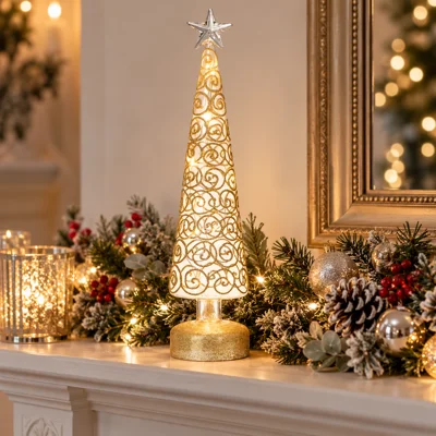 LED Glass Gold Swirl Tree