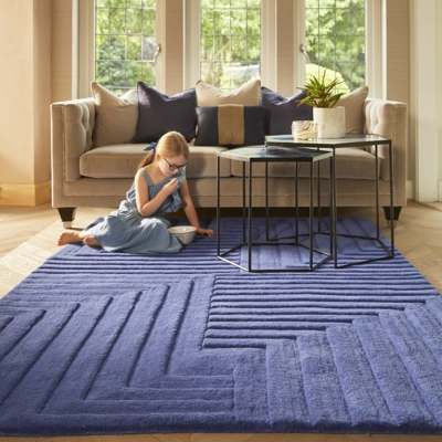 Linear 120x170cm Wool Rug Blue Linear 120x170cm Wool Rug Blue