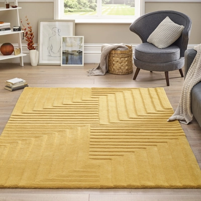 Linear 200x290cm Wool Rug Ochre Linear 200x290cm Wool Rug Ochre