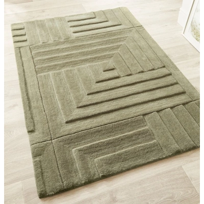 Linear 200x290cm Wool Rug Olive Linear 200x290cm Wool Rug Olive