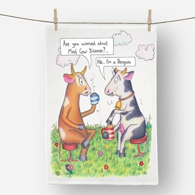 Tea Towel Mad Cow