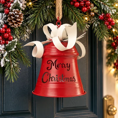Metal Christmas Bell Red