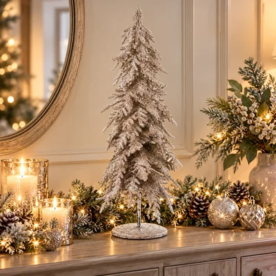 Frosted Fir Tree Burnished Gold