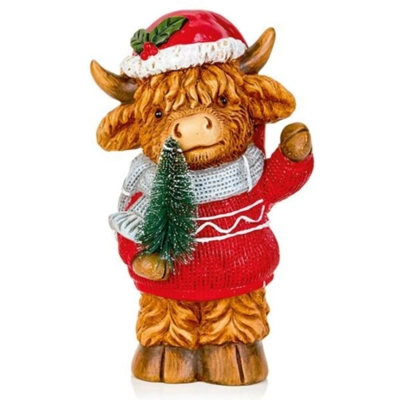 Highland Cow Christmas Figurine