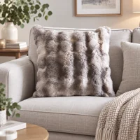 Luxurious Faux Fur Filled Cushion Grey