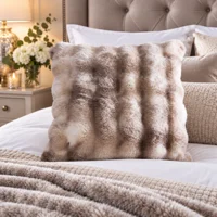 Luxurious Faux Fur Filled Cushion Taupe