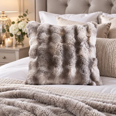 Luxurious Faux Fur Filled Cushion Grey
