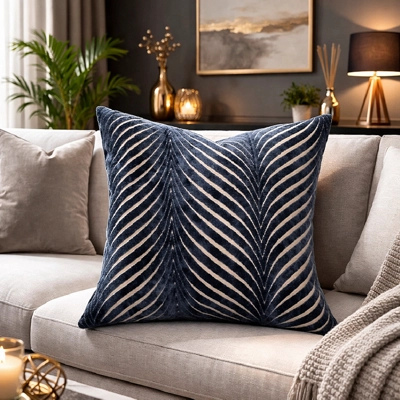 Leona Feather Filled Large Cushion Navy