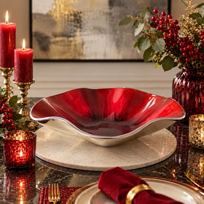 Aluminium Enamelled Poppy Bowl Large Red