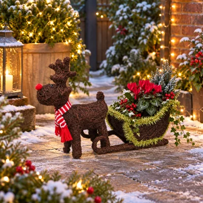 Brushwood Reindeer with Sleigh