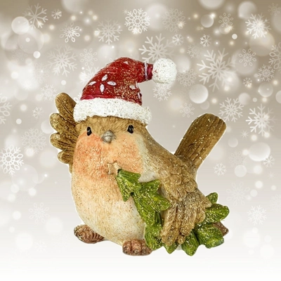 Christmas Robin and Tree Figurine