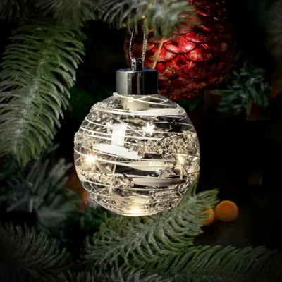 LED Glass Bauble Silver