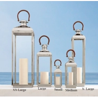 Small Stainless Steel Lantern With Wooden Handle