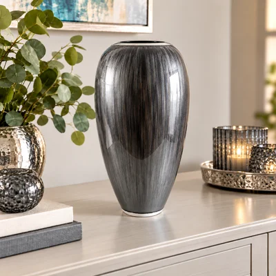 Aluminium Enamelled Large Vase Graphite