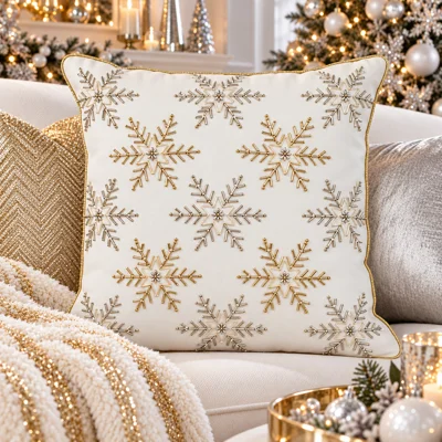Snowflake Beaded Cushion