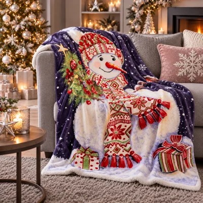 Snowman Fleece Throw