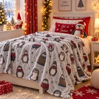 Cuddly Penguin Fleece Throw