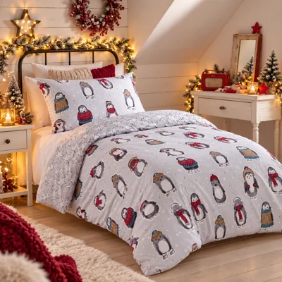 Snowy Penguin Single Duvet Set