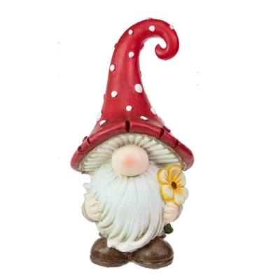 Toadstool Solar LED Gnome with Flower