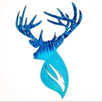 Aluminium Enamelled Stag Head Wallart