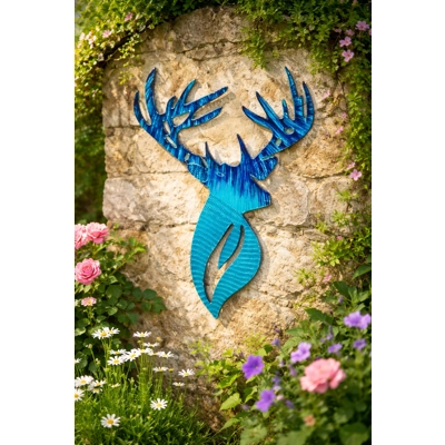 Aluminium Enamelled Stag Head Wallart