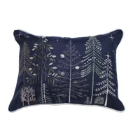 Pines Embroidered Boudoir Cushion Navy and Silver