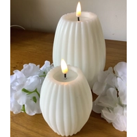 LED Striped Candle White Small