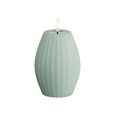 LED Striped Candle Sage Small